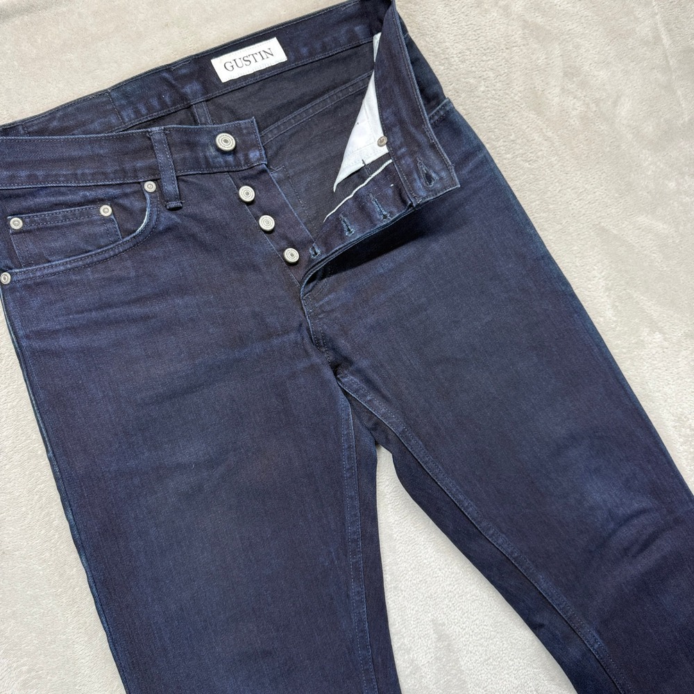 GUSTIN Jeans Men's 30 Slim Fit #166 Italy Indigo X Indigo‎ Raw Selvedge Denim